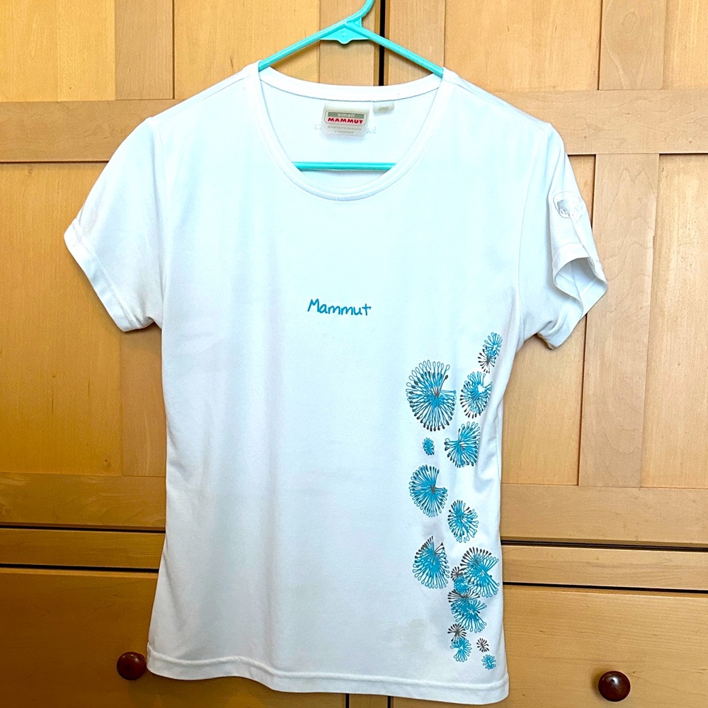 MAMMUT White Tee with Blue Floral Accents